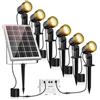 MEIKEE Faretti Solari Esterno, 6 in 1 Faretto Solare LED da Esterno Impermeabili IP66, 6W 6000mAh Luci Solari Blanco Cálido 3000K 3 Luminosità 3 Modalità per Patio Prato Giardino