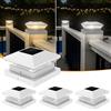 NATPOW Luce Solare Pilastro, 4 Pezzi 3000K/6000K Solare Pilastro Giardino, Auto ON/OFF Solari Esterno Giardino, IP65 Impermeabile per Patio Recinzione Pali, Bianco