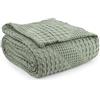Milam London Morbida coperta in 100% cotone, per poltrona, divano, letto singolo, copriletto singolo, copriletto singolo, collezione Joanna, coperta accogliente 120 x 180 cm, verde salvia