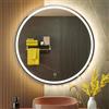 KWW 90 cm LED Rotondo Specchio Vanity Bagno, Temperatura di Colore Regolabile, Luci Dimmerabili Anti-Nebbia, Facile da Installare, Specchio Montato a Parete con Smart Touch Button
