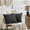 FDTERN Set di 2 Boho Federe de Cuscini per Divano 50x50 in Velluto a Coste，Moderno Morbido Motivo a Croce Decorativa Copricuscini per Divano Camera da Letto,Nero