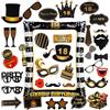 AIBAOBAO Photo Booth Compleanno 18 anni, 34 Pezzi Foto Props per Feste e Compleanni con Grande Cornice Gonfiabile per Selfie Nero Oro, Spiritosi Fai da Te Gadget 18 anni Ragazza Ragazzo per Invitati