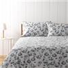 Bassetti Zucchi, Parure Copripiumone Matrimoniale, Collezione Bouquet, 100% Cotone, Grigio con Motivo Floreale