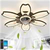 Fachae 118W Ventilatore Da Soffitto Con Luce e Telecomando Fiore Lampadario Ventilatore Da Soffitto Design Silenzioso E Regolabile,Ventola Lampadario Reversibile a 6 Velocità Per Camera Da Letto E Soggiorno