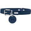HUNTER AALBORG - Collare per cani, in pelle, semplice, resistente, confortevole, 60 l, colore: Blu scuro