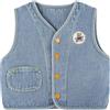 ANIMQUE Neonato Bambino Denim Gilet Primavera Autunno Smanicato Giacca Ragazzi Ragazze Bottone Cappotto Top, Blu 90