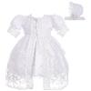 Lito Angels - Abito da Battesimo con Pizzo e Strass, Vestito Bianco con Mantella e Cappello per Bimba 12-18 Mesi (Etichetta in Tessuto 18M)