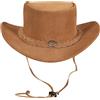 URBAN 5884 Cappello da Cowboy in Vera Pelle Scamosciata, Cappello Western Uomo/Donna in Vera Pelle Bovina, Tesa Modellabile e Sottogola Regolabile - Tan, 2XL
