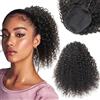 ISHEENY Ponytail Extension - Extension per capelli veri con coda di cavallo, parrucca lunga con coulisse, lunghezza naturale, Afro Kinky, ponytail ricci, per treccia, nero naturale Afro Kinky, 35 cm