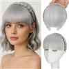 S-noilite Fascia con frangia, fascia per parrucche con frangia anteriore, fascia sintetica intrecciata, parrucca con extension per capelli per donne e ragazzeGrigio argento
