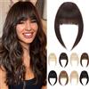 S-noilite Frangia Clip Capelli Veri Frangetta Extension, 14g Frangetta Francese Capello Veri, 100% Remy Human Hair Bang, Frangia Aerea Capelli Umani, Lisci con Tempie Bangs, Marrone Scuro #2