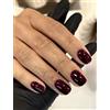 MouyouGlow Unghie Finte Corte MouyouGlow,Ovale Squadrata Scuro Rosso Tinta Unita Glossy Press on Nails con Colla,Dark Red Acryl Fake Nails