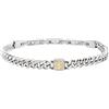 Breil, Collezione Crossroads, Bracciale Uomo in Acciaio con Catena Groumette e Cubic Zirconia Bianco, Elemento Centrale Bicolour, Lunghezza Regolabile