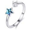 CUOKA MIRACLE Anelli da donna a forma di stella, in argento Sterling 925, regolabile, con cristalli, anello aperto, anello a stella, per San Valentino, Natale, regali per donne e ragazze, Argento