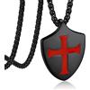 Bandmax Collana Uomo con Cavalieri Templari Croce, Nero Scudo Collana Uomo Acciaio Ciondolo con Croce di Gerusalemme, Gioielli Religiosi per Cristiani