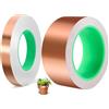 Lostwry 2 Pezzi Nastro Lamina Rame, Rame Foil Tape Nastro in Schermatura EMI Nastro in Rame Contro le Lumache Autoadesivo Protezione Contro le Lumache per giardino piante vasi fiori (40mmx20m+10mmx20m)