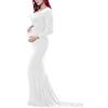 IMEKIS Vestito Elegante Premaman da Donna Vestiti per Servizio Fotografico in Gravidanza Manica Lunga Gravidanza Maxi Abito da Ballo Baby Shower Fotografia Puntelli Bianco M