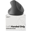 Urby Mouse per mancini wireless, ergonomico, verticale, anche come mouse da gioco per mancini. Compatibile con Windows/macOS, laptop, PC. [Tipo C e USB] [Batteria inclusa, aggiornato 2024] Nero