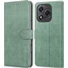 Leacckl Cover per Honor 400 Lite 5G, Custodia a portafoglio in Pelle PU Premium [Magnetica a Scatto] [Funzione Stand], Verde