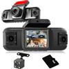 NHOPEEW Dash Cam a 4 canali 360°- Dashcam anteriore e posteriore 1080P per auto - Telecamere con schermo da 2 pollici con visione notturna a 8 IR, scheda TF 64G con registrazione in loop