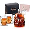 PIPITA Set decanter per whisky con 2 bicchieri da whisky 3D e apribottiglie portachiavi, per vodka bourbon, scotch e gin, decanter da 750 ml, bicchieri da 150 ml, regalo di compleanno (set regalo per