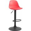 CLP Sgabello Design Kiel in Polipropilene E Similpelle I Sgabello Bar Cucina Imbottito Girevole E Regolabile, Colore:Rosso, Colore del Telaio:Nero