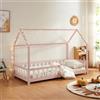 [en.casa] Letto per Cameretta a Forma di Casetta con Sbarre Letto Singolo per Bambini Struttura in Legno di Pino 90 x 200 cm Rosa