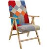 Marvin Poltrona Reclinabile Emily in Legno Di Faggio Imbottita Tessuto Cotone 4 Posizioni Relax Salotto Soggiorno Ufficio (Nat./Patchwork)