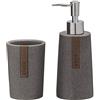 Sealskin Pierra Set combinato Dispenser per sapone liquido e bicchiere, Poliresina, Grigio