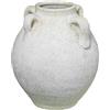 DRW Vaso da tavolo con manici in ceramica in bianco rustico 20x20x24 cm