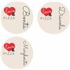 Galileo Set 6 Piatto pizza in gres Ø 33,5 cm, decoro con scritta, bianco, Love and