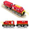DxxD Locomotiva ad Azione a Batteria, Trenino Legno Giocattolo per Bambini, Trenino Elettrico con Suono e luce, Treno Compatibile con Thomas, Brio, Giocattolo Regali per Ragazze Ragazzi 3+ Anni, Rosso