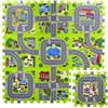 Meitoku Tappeto a puzzle di gomma EVA per bambini Disegno di strade cittadine. 90 x 90 x 1 cm. 9 pezzi intercambiabili.