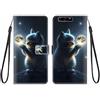 KARTXITAI Cover Compatibile con Huawei P10 Plus PU Pelle TPU Silicone Portafoglio Magnetica con Disegni Motivo Animale Flip Custodia in Libro Slot Schede Custodia-Gatto della luna,cielo,stelle