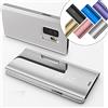 COTDINFOR Galaxy S9 Plus Custodia Placcatura Specchio Clear View Standing Cover Slim Mirror Flip Portafoglio Antiurto Case con Funzione Stand per Samsung Galaxy S9 Plus Mirror PU Silver MX.