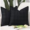 Madizz 2 Pezzi Cuscini decorativi in Poliestere e Lino all'aperto Copricuscini con bordo largo Morbido Decorativo Fodere per Cuscino Lusso Stile per Patio Divano Camera da Letto 60x60 cm Nero