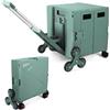 LexonElec x SELORSS Carrello della Spesa Pieghevole con Ruote Saliscale, Manico Telescopico Regolabile in Alluminio e Coperchio, Scatola Utile Pieghevole, Carrello Portatile, 90KG/76L - Verde