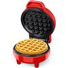 SNAILAR Piastra per Waffle, Mini Macchina per Waffle, 550W Waffle Maker con Rivestimento Antiaderente, Temperatura Automatica, Design Compatto, Rosso