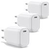WAYTEX Confezione da 3 caricabatterie rapido USB C 20 W per smartphone, tablet, computer portatile, 1 porta USB-C, QC 3.0+PD Chip IC per ricarica sicura e protezione della batteria, presa UE a 2 pin
