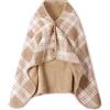 CSARPECT Poncho Pile Donna, Flanella Mantello Scialle Indossabile Caldo Invernale con Bottoni Wrap Cape, Coprispalle Coperta Plaid Sciarpa (IT, Testo, Taglia unica, Regular, Regular, 100*140cm, Braun)