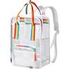 VASCHY Zaino Uomo, Zaino Donna Casual Zaino Trasparente Zaini Scuola Vintage Zaino Classico Resistente all'acqua Zaini Università Zaino da Viaggio (Arcobaleno)