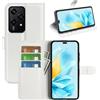 BOCTECH Cover per Honor 200 Lite 5G, Custodia a Libro Portafoglio in Pelle PU e Silione Morbido con Porta Carte, Magnetica e Supporto Flip Case Antiurto per Honor 200 Lite 5G, Bianco