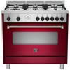 La Germania AMN905GEVSVIT Cucina Gas 6 Fornelli con Forno Elettrico da 90 cm Rosso, Acciaio inossidabile