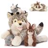 MorisMos Lupo Peluche Grande XXL, 50cm Mamma con 3 Kawaii Bambino all'interno, Realistico Lupo Giocattolo di Peluche Gigante, Morbido Regalo per Bambini Compleanno Natale Deco