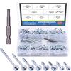 Glarks Set di 260 viti con foro tascabile, 8 dimensioni, autofilettanti, con filettatura grossa e fine, kit assortito per legno e lamiera (kit assortito di 260 viti)