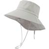 TOP-EX XL/XXL, cappello da sole da donna, in cotone, UPF 50+, protezione solare, cappello estivo con protezione per il collo, per donna, tesa larga, cappello da giardino pieghevole, grigio., L