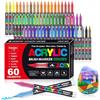 Vakki Pennarelli Acrilici, 60 Colori Pennarelli Acrilici Acrylic Marker Brush pen per Dipingere Sassi, Tessuti, Metallo, Vetro, Legno, Tela, Ceramica, Plastic, pennarelli per colorare adulti (60)