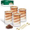 twoant Set di 4 Tazze da Caffè in Vetro Cappuccino A Doppio Strato da 400ml, Latte Macchiato, Tazze in Vetro Borosilicato Trasparente Con 4 Cucchiai, Adatte Per Succo di Caffè Matcha