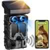 VOOPEAK Fototrappola Solare Doppia Lente 4K 60MP, Fotocamera Caccia WiFi Bluetooth con Visione Notturna Starlight, Fototrappola Infrarossi Angolo di Rilevamento 120° Tempo di Trigger 0,1s, Impermeabile IP66