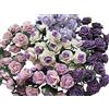 RATREE 888 100 mini rose di carta di gelso di colore viola misto, 18 mm, per scrapbooking, matrimonio, fai da te, forniture per biglietti, rose artificiali, fiori artificiali (viola misto)